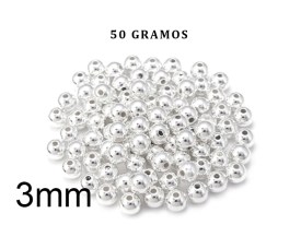 Bolitas de Metal Color Plateado 3mm x50gms 